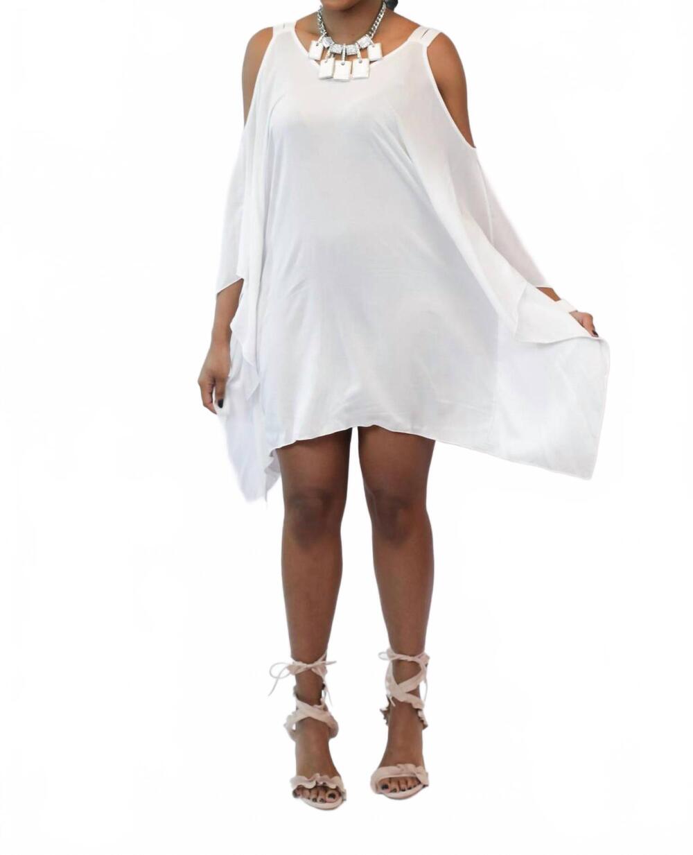 NEW ELAN cold shoulder mini dress in white